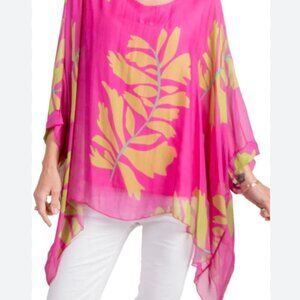 Gigi Moda Seta Foglia Silk Kaften shirt blouse top tunic flowy Made in Italy
